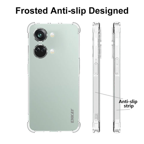 ENKAY HAT PRINCE Phone Case for OnePlus Nord 3 5G / Ace 2V 5G , TPU Clear Phone Cover with Anti-slip Strip Edge