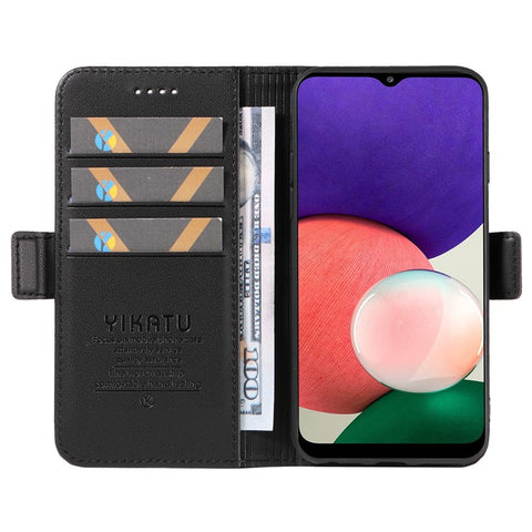 YIKATU YK-003 For Samsung Galaxy A22 4G (EU Version) / M22 / M32 (Global Version) 4G PU Leather Stand Phone Cover Wallet Case