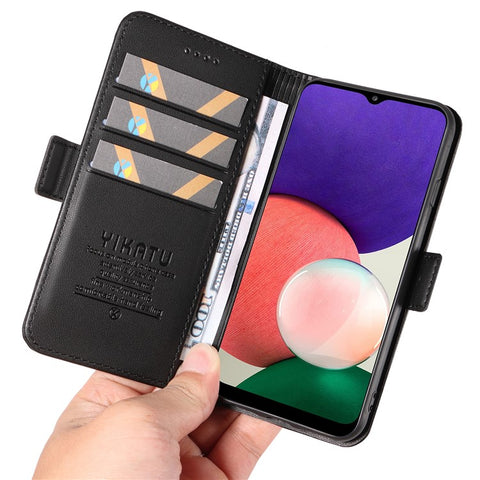 YIKATU YK-003 For Samsung Galaxy A22 4G (EU Version) / M22 / M32 (Global Version) 4G PU Leather Stand Phone Cover Wallet Case