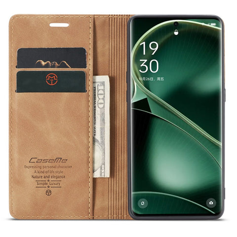 CASEME 013 Series For Oppo Find X6 Pro PU Leather Wallet Phone Case Shockproof Flip Stand Phone Shell