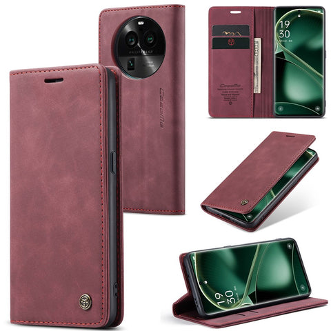 CASEME 013 Series For Oppo Find X6 Pro PU Leather Wallet Phone Case Shockproof Flip Stand Phone Shell