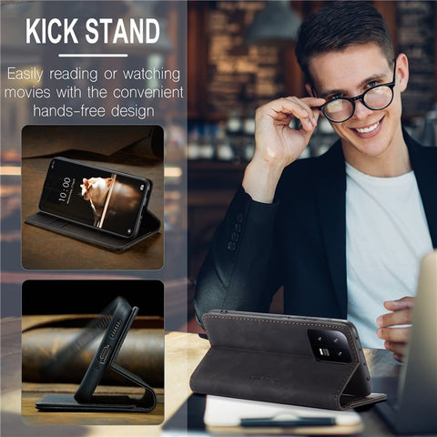CASEME 013 Series For Xiaomi 13 5G PU Leather Stand Phone Case Protective Wallet Cover