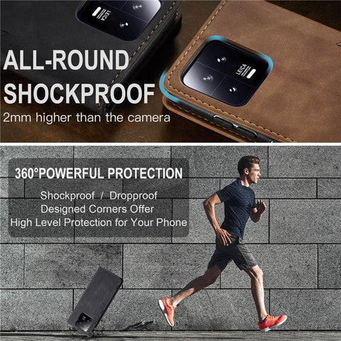 CASEME 013 Series For Xiaomi 13 5G PU Leather Stand Phone Case Protective Wallet Cover