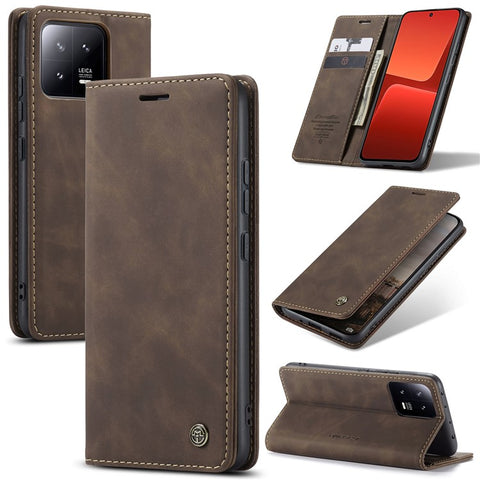 CASEME 013 Series For Xiaomi 13 5G PU Leather Stand Phone Case Protective Wallet Cover