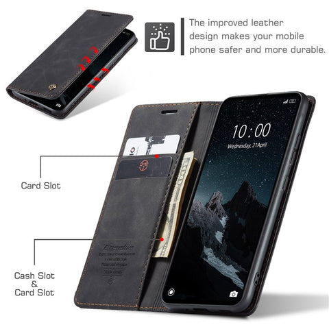 CASEME 013 Series For Xiaomi Redmi 12C 4G / 11A 4G Stand Phone Cover PU Leather Wallet Drop-proof Case