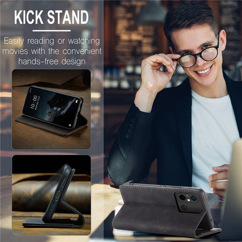 CASEME 013 Series For Xiaomi Redmi 12C 4G / 11A 4G Stand Phone Cover PU Leather Wallet Drop-proof Case