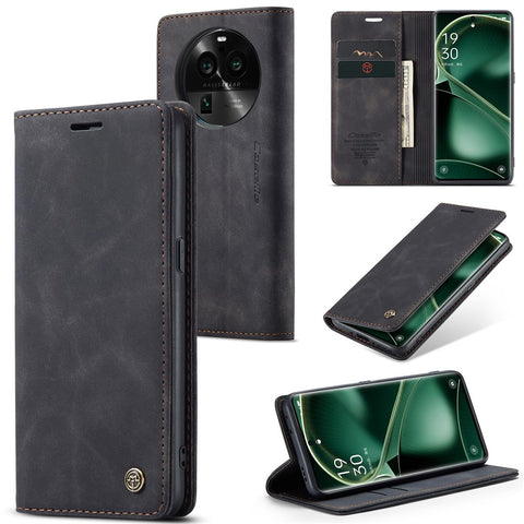 CASEME 013 Series For Oppo Find X6 PU Leather Phone Case Wallet Stand Protective Cover