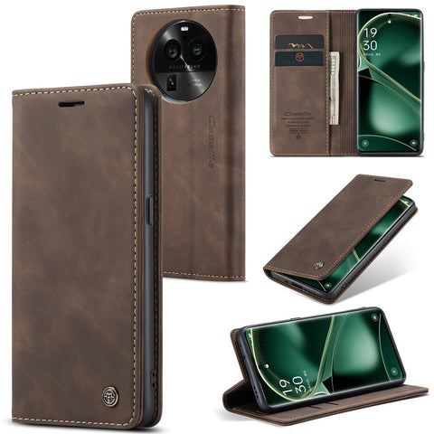 CASEME 013 Series For Oppo Find X6 PU Leather Phone Case Wallet Stand Protective Cover