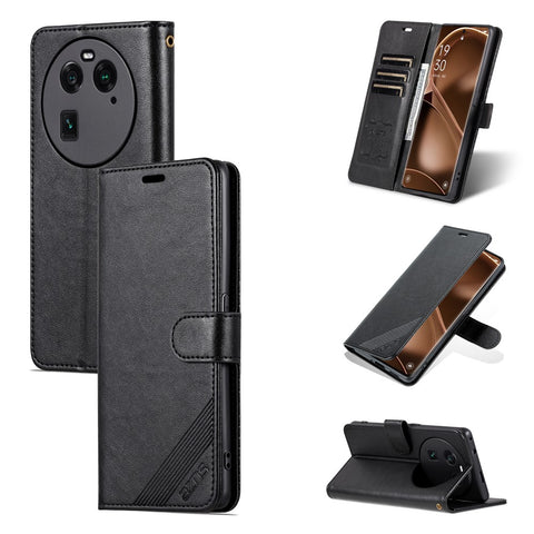 AZNS Mobile Phone Cover for Oppo Find X6 Drop-proof PU Leather Phone Case Stand Wallet Shell