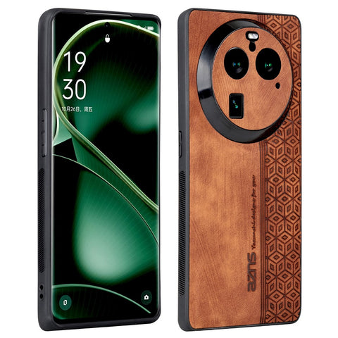 AZNS For Oppo Find X6 Pro Phone Case Imprinted PU Leather Coated TPU Protective Back Cover