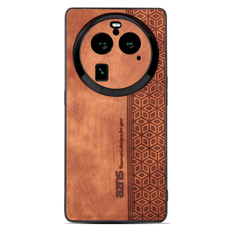 AZNS For Oppo Find X6 Imprinted PU Leather Coated TPU Cover Anti-drop Phone Case