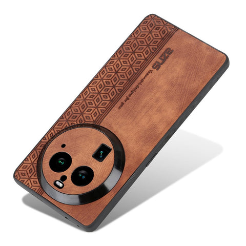 AZNS For Oppo Find X6 Imprinted PU Leather Coated TPU Cover Anti-drop Phone Case