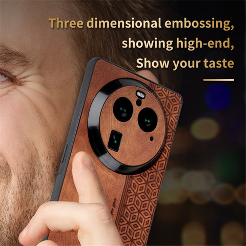 AZNS For Oppo Find X6 Imprinted PU Leather Coated TPU Cover Anti-drop Phone Case