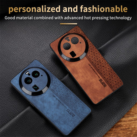 AZNS For Oppo Find X6 Imprinted PU Leather Coated TPU Cover Anti-drop Phone Case