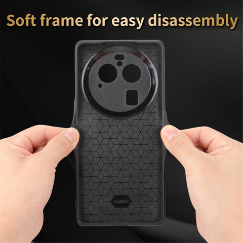 AZNS For Oppo Find X6 Imprinted PU Leather Coated TPU Cover Anti-drop Phone Case