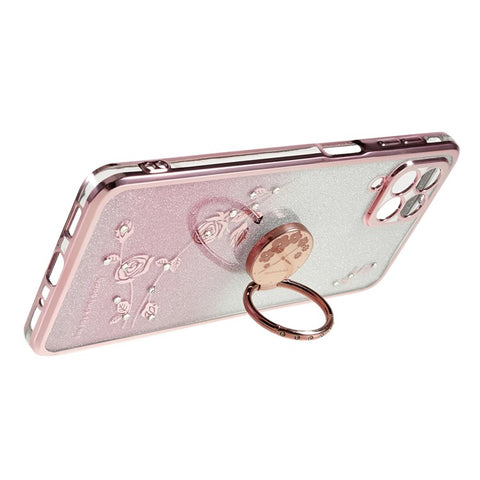 KADEM For Samsung Galaxy M53 5G TPU Case Gradient Glitter Rhinestone Decor Flower Pattern Phone Cover