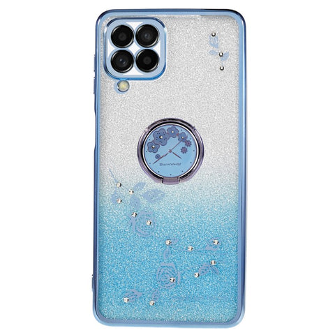KADEM For Samsung Galaxy M53 5G TPU Case Gradient Glitter Rhinestone Decor Flower Pattern Phone Cover