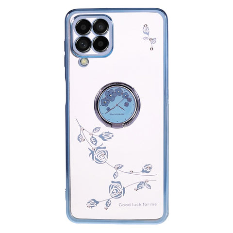 KADEM For Samsung Galaxy M53 5G Phone Case with Kickstand Electroplating Flower Pattern Rhinestone Phone Cover