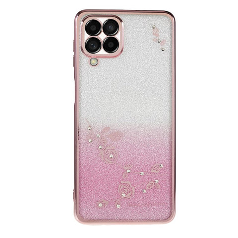 KADEM For Samsung Galaxy M53 5G Rhinestone Decor Flower Pattern Phone Case Gradient Glitter TPU Cover