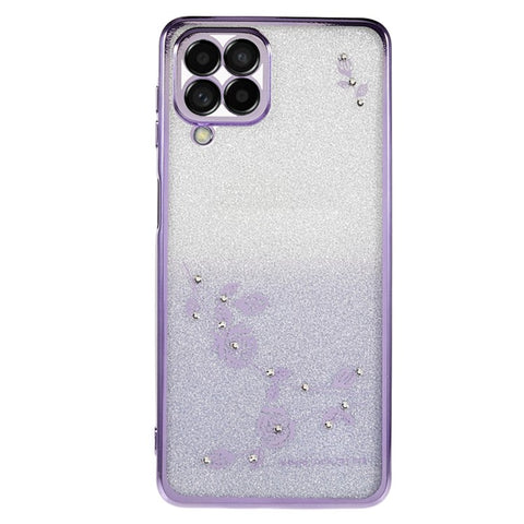 KADEM For Samsung Galaxy M53 5G Rhinestone Decor Flower Pattern Phone Case Gradient Glitter TPU Cover