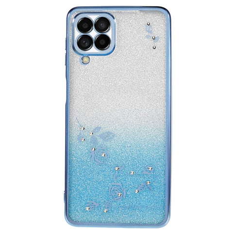 KADEM For Samsung Galaxy M53 5G Rhinestone Decor Flower Pattern Phone Case Gradient Glitter TPU Cover