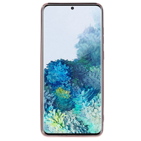 KADEM For Samsung Galaxy S20 Plus 5G / 4G Flower Pattern TPU Case Rhinestone Electroplating Kickstand Phone Cover