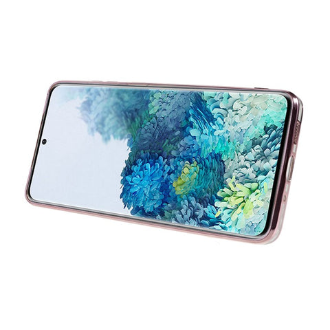 KADEM For Samsung Galaxy S20 Plus 5G / 4G Flower Pattern TPU Case Rhinestone Electroplating Kickstand Phone Cover