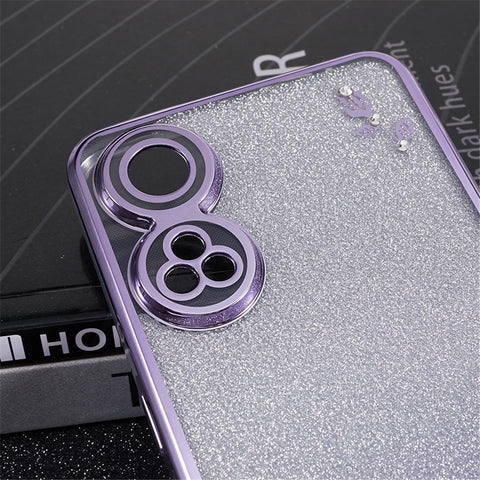 KADEM Rhinestone Flower Design Phone Case for Oppo Reno8 T 4G , Gradient Glitter Soft TPU Cover