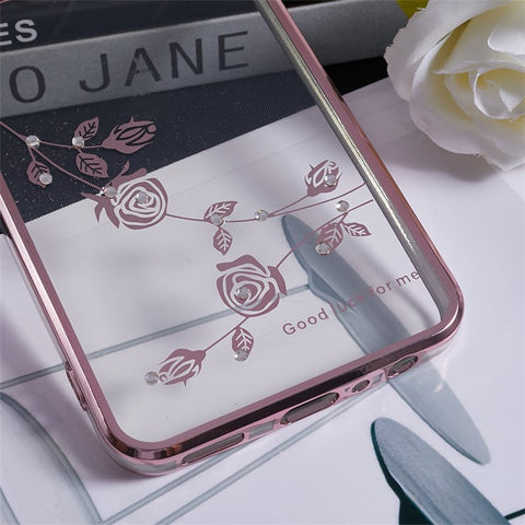 KADEM For Samsung Galaxy M13 4G / F23 5G / M23 5G Flower Pattern Electroplating TPU Case Rhinestone Kickstand Phone Cover