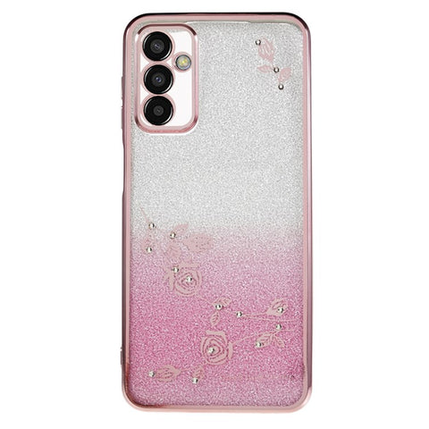 KADEM TPU Case for Samsung Galaxy M13 4G / F23 5G / M23 5G Gradient Glitter Rhinestone Flower Pattern Phone Cover