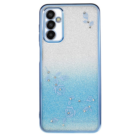 KADEM TPU Case for Samsung Galaxy M13 4G / F23 5G / M23 5G Gradient Glitter Rhinestone Flower Pattern Phone Cover