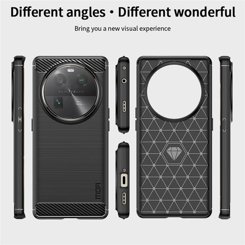 MOFI JK TPU Series-1 For Oppo Find X6 Flexible TPU Slim Fit Phone Case Carbon Fiber Brushed Texture Cover