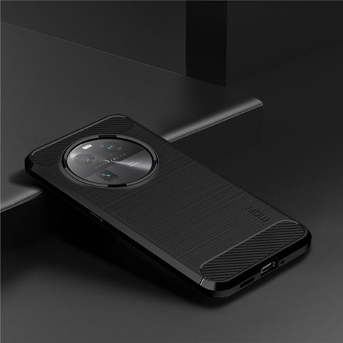 MOFI JK TPU Series-1 For Oppo Find X6 Flexible TPU Slim Fit Phone Case Carbon Fiber Brushed Texture Cover