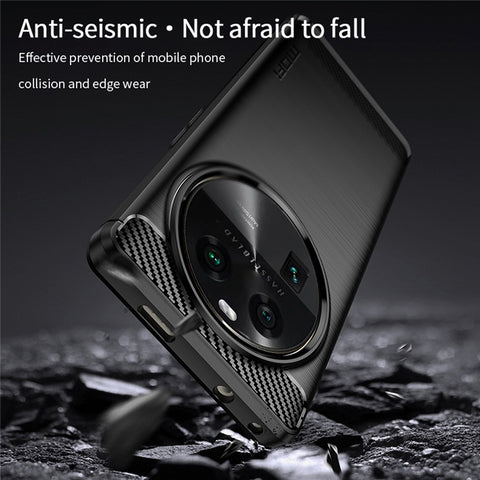 MOFI JK TPU Series-1 For Oppo Find X6 Flexible TPU Slim Fit Phone Case Carbon Fiber Brushed Texture Cover