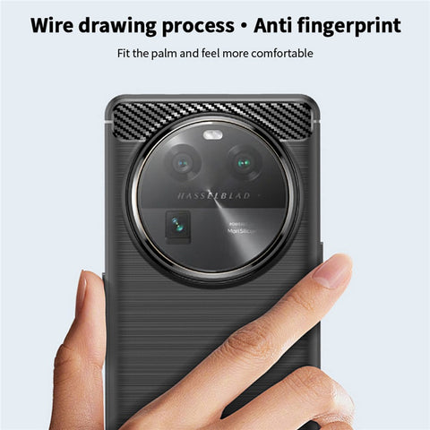 MOFI JK TPU Series-1 For Oppo Find X6 Flexible TPU Slim Fit Phone Case Carbon Fiber Brushed Texture Cover