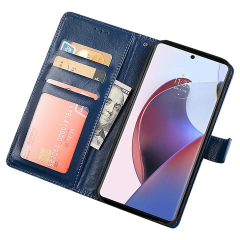 IDEWEI For Motorola Moto G Play (2023) 4G Crazy Horse Texture Leather Stand Phone Case Drop-proof Wallet Cover