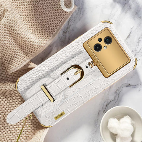 Crocodile Texture Phone Case for Xiaomi Poco M5 5G , PU Leather Coated TPU Cover with Hand Strap Kickstand