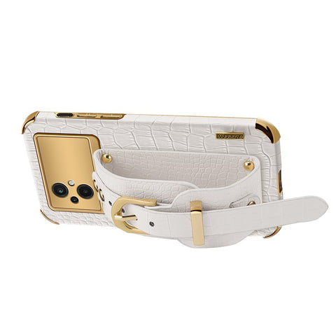 Crocodile Texture Phone Case for Xiaomi Poco M5 5G , PU Leather Coated TPU Cover with Hand Strap Kickstand
