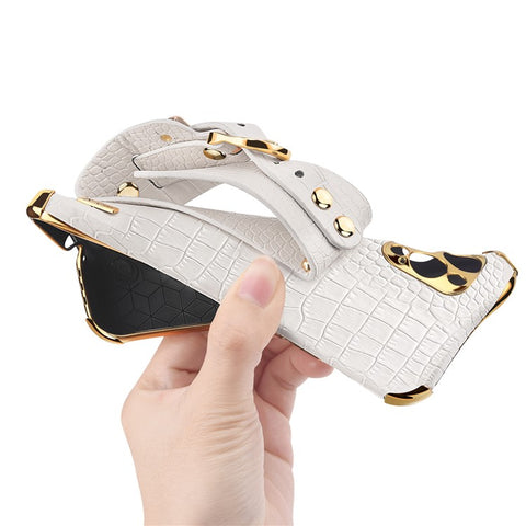 Crocodile Texture Phone Case for Xiaomi Poco M5 5G , PU Leather Coated TPU Cover with Hand Strap Kickstand