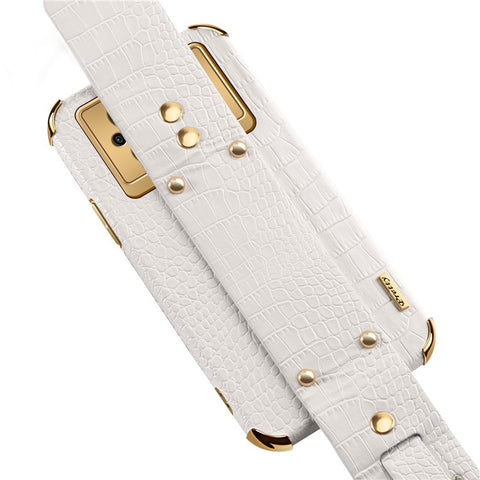 Crocodile Texture Phone Case for Xiaomi Poco M5 5G , PU Leather Coated TPU Cover with Hand Strap Kickstand