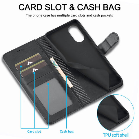 LC.IMEEKE Phone Cover for Oppo A78 5G / A58 5G / A58x 5G PU Leather Calf Texture Stand Wallet Case
