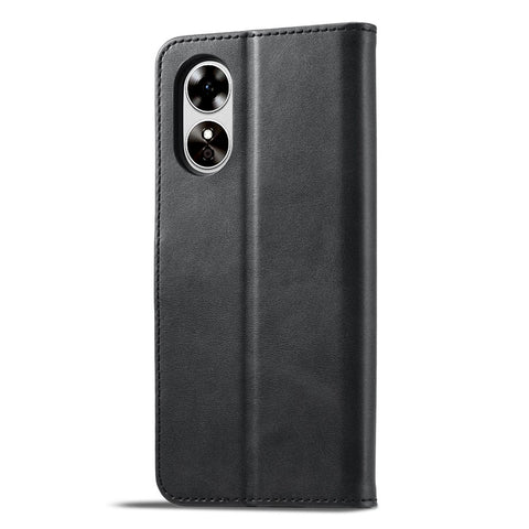 LC.IMEEKE Phone Cover for Oppo A78 5G / A58 5G / A58x 5G PU Leather Calf Texture Stand Wallet Case
