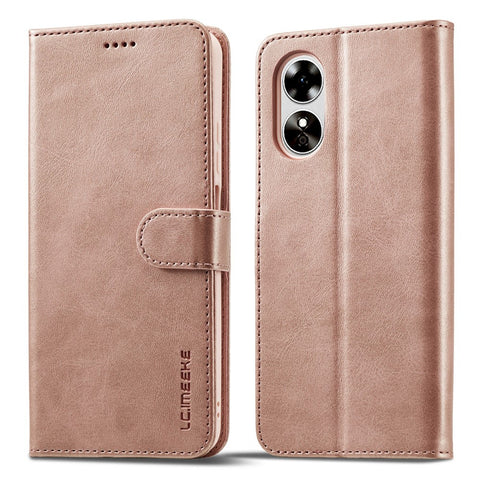 LC.IMEEKE Phone Cover for Oppo A78 5G / A58 5G / A58x 5G PU Leather Calf Texture Stand Wallet Case