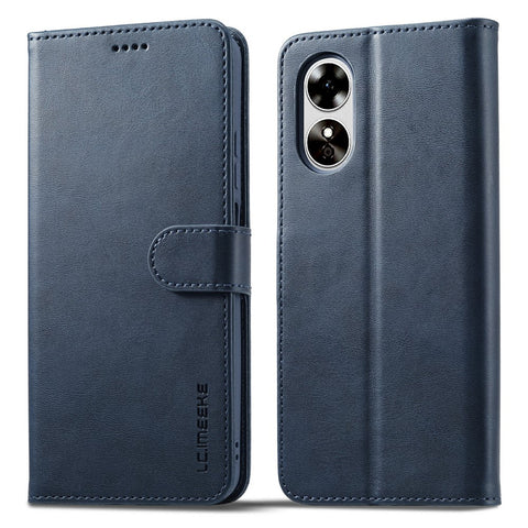 LC.IMEEKE Phone Cover for Oppo A78 5G / A58 5G / A58x 5G PU Leather Calf Texture Stand Wallet Case