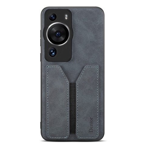 DENIOR For Huawei P60 / P60 Pro Elastic Card Holder Phone Case PU Leather Coated TPU Anti-drop Cover