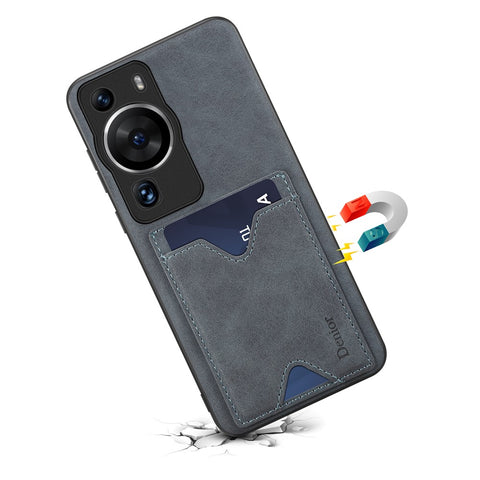DENIOR For Huawei P60 / P60 Pro PU Leather Coated TPU Case Kickstand Card Slot Protective Cover