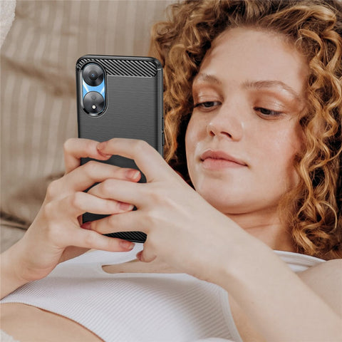 TPU Case for Oppo A78 5G / A58 5G / A58x 5G , Brushed Carbon Fiber Texture Cell Phone Cover
