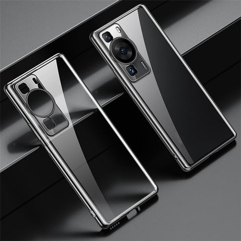 SULADA For Huawei P60 Electroplating Clear Back Cover Straight Edge Flexible TPU Phone Case