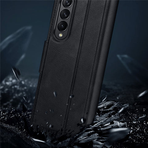 SULADA For Samsung Galaxy Z Fold3 5G PU Leather Folio Case Magnetic Clasp Stand Phone Cover