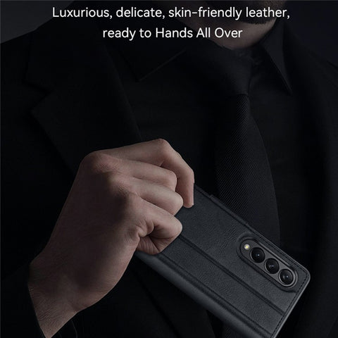 SULADA For Samsung Galaxy Z Fold3 5G PU Leather Folio Case Magnetic Clasp Stand Phone Cover